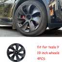 19 Inch Wheel Covers for Tesla Model Y Accessories 2020-2024 Matte Black ABS Material Hubcaps Replacement for Tesla Model Y 4PCS（Tornado Style）