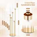 Gold Floor Candelabra, 2 Pack 5-Arm Candle Holders with Acrylic Shades