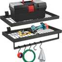 Slatwall Shelves, Slatwall Shelf, Slat Wall Accessories, Heavy Duty Storage Shelves, for Garage, Home,Retail Storage,110 lbs Load Capacity (2-Pack, Black), 22.7 Inch X 9.7 Inch