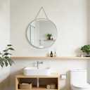 Funerom Round Wall Mirror 15.4 Inches Circle Mirror Bathroom Mirrors,Sliver