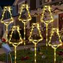 6 Packs Christmas Bell Solar Garden Lights with 8 Light Modes, 21.65 Inches Tall Christmas Outdoor Light with 20 LEDs Each, Solar Outdoor Xmas Decor for Garden, Path, Patio (Warm White)