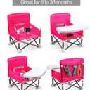 PandaEar Portable Travel Booster Seat with Tray| Folding Baby Seat Booster High Chair for Dining Table| Compact Camping Chair for Lawn, Beach Indoor/Outdoor Use| Toddlers, Kids (Pink)