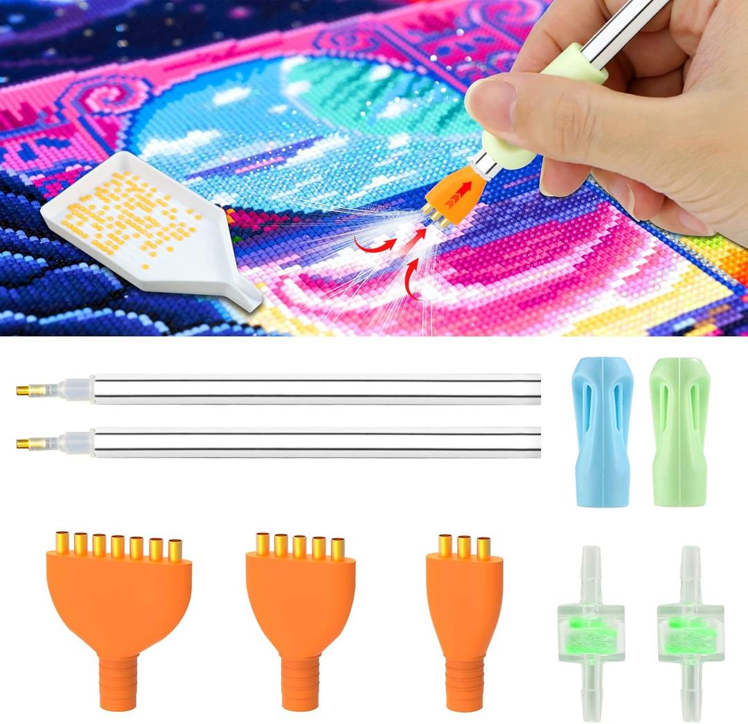 Vacuum Diamond Painting Pen Replacement Kit  2 Replacement Diamond Pens with Filters & Multiplacers (3/5/7 Heads)  Compatible with Most Vacuum Pens  Diamond Art Accessories