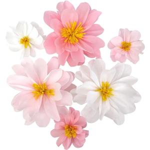Blush Pink White Crepe Paper Flower for Girls Birthday Nursery Room Decoration Baby Shower Engagement Tea Party Decor 12inch-7inch Pack of 6