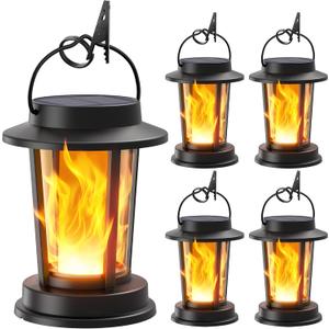 WdtPro 4 Pack Solar Lanterns Outdoor Waterproof, Upgraded Flickering Flame Solar Lights Outdoor, Solar Powered Lanterns Decorative, Hanging Solar Lantern for Patio Garden Yard Path Porch Tree Decor