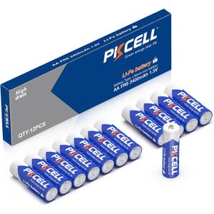 PKCELL 12 Pack Lithium Batteries AA 3400mAh High Capacity Long Lasting Double A Battery, 1.5V AA Lithium Battery for High-Tech Devices Non-Rechargeable