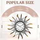 25-Inch Silver Sun Outdoor Clock with Thermometer, 10-Inch Dial