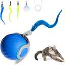 2025 New Upgrade Speedy Tail Cat Toy, Smart Interactive Pet Toys Comes with 4 Tails, Reinforced Version of The Cat Toys Balls, Two Speed Adjustment (Blue)