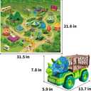 TEMI Dinosaur Truck Toy for Kids 3-5 Years, Triceratops Transport Car Carrier with 8 Dino Figures, Activity Play Mat, Dino Eggs and Trees, Capture Jurassic Dinosaurs Play Set for Boys and Girls