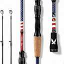 6FT Carbon Fiber Fishing Rod, Twin-Tip Design with American Flag for USA 250th Anniversary, Cork/ EVA Handle, 2-Piece Spinning Rod for Freshwater Bass