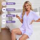 Ruffle Pajama Set, Womens Button Down Pijama Sets Soft Comfy Short Pjs Cute Vintage Ladies Sleepwear (Purple, S)