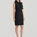Kasper Women's Sleeveless Tie-Neck Sheath Dress, 4 Petite, Black 