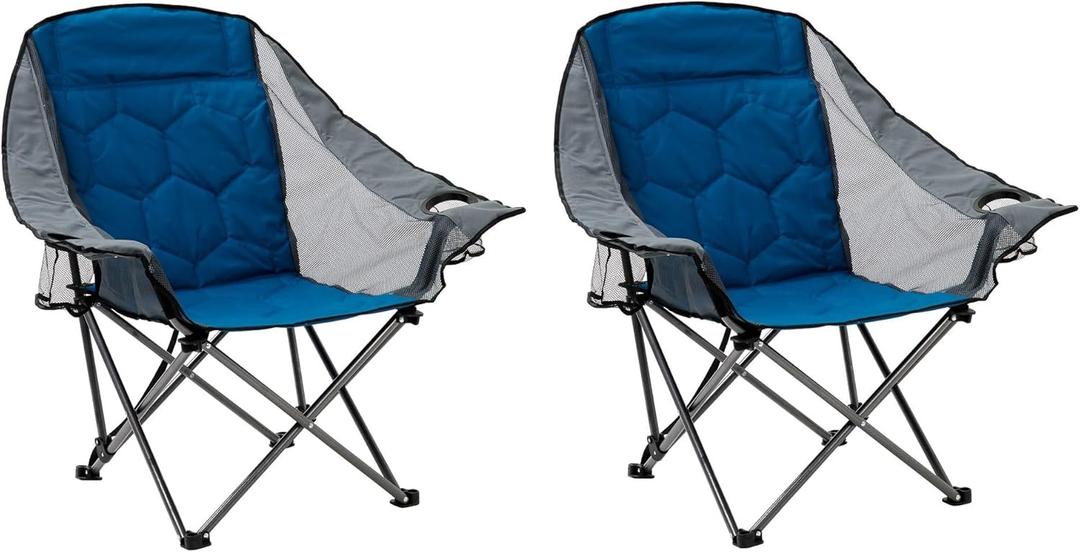 SUNNYFEEL Oversized Folding Camping Chair, Portable Chairs for Outdoor Patio Garden Lawn, Padded Sofa for Adults (2 Pack)