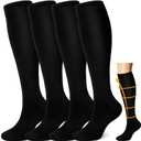 ACTINPUT Copper Compression Socks Men Women Circulation 4 Pairs-Best Support for Nurses,Running,Cycling Size 4 XL