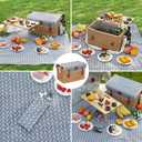 WILLOW WEAVE Luxury Picnic Basket, Wicker Picnic Basket Set for 4, Picnic Basket with Blanket & Portable Table for Camping and Outdoor Party - Gray