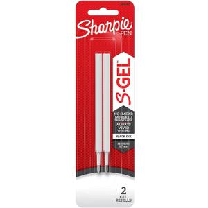 6 x Sharpie S-Gel Pen Refills, Medium Point, 0.7 mm, Black Ink, Pack Of 2 Refills