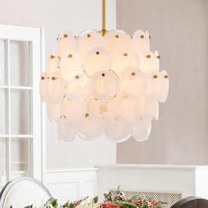 Dia 16.5 Inch, Modern Glass Chandelier for Foyer, Gold Dining Room Light Fixture, Large Vintage Pendant Chandelier for Bedroom Entryway Farmhouse