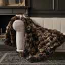 Ultra Soft Luxury Fluffy Ridgeline Faux Rabbit Fur Throw Blanket, Thick Warm Bubble Throw for Bed, Cozy Plush Reversible Blankets for Couch, Chair, Sofa, Mocha Brown, 60x80 Inches, 870 GSM