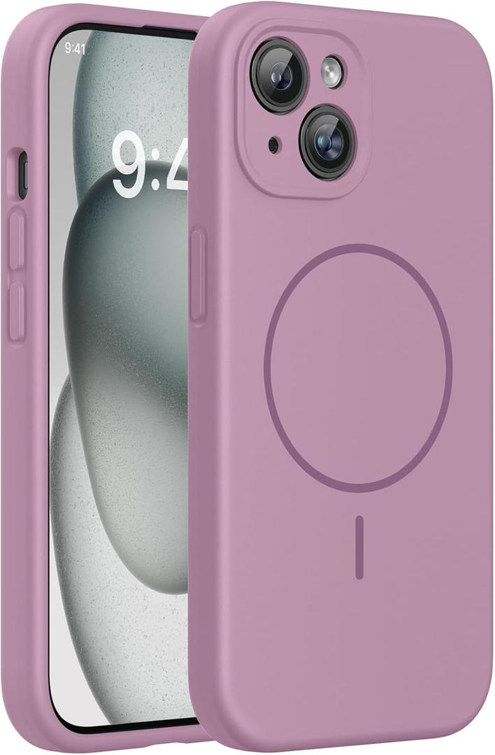 Miracase Compatible with iPhone 15 Case, [Soft Anti-Scratch Microfiber Lining], Liquid Silicone Case Gel Rubber Shockproof Drop Protection Phone Case for iPhone 15, Blackcurrant