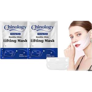 4 Pcs Chinology Chin Mask, Chinology Double Chin Lifting Mask, Deep Collagen Jawline Shaper Masks for Tightening and Firming- with Hyaluronic Acid, Vitamin E, Best By: 05/10/2028