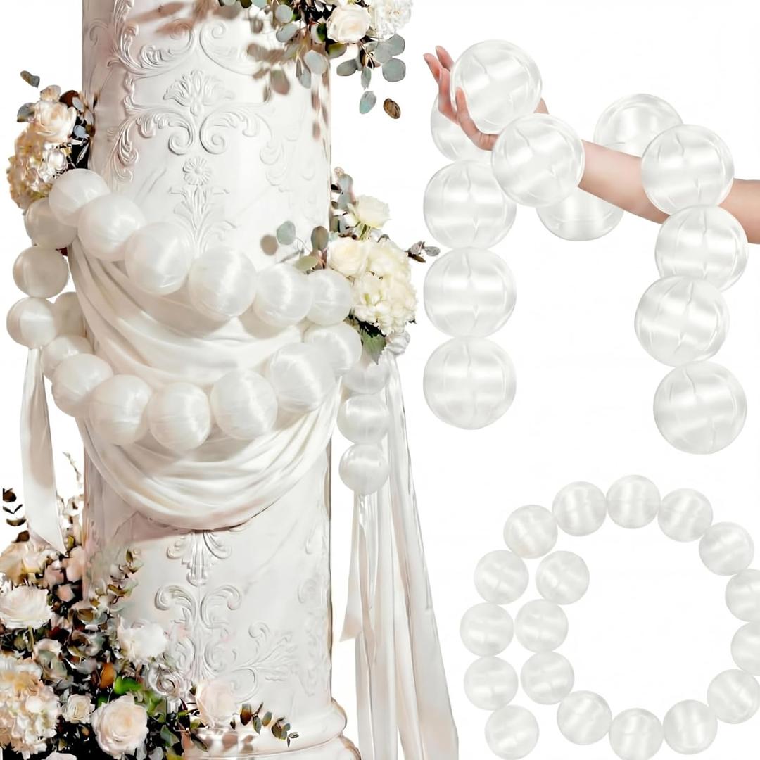 Wedding Pearl Ball Garland Ornament Beads Wedding Hanging Ball Garland Decor for Bridal Shower Engagement Baby Shower Photo Background Decoration and Decor DIY Craft(3.1inch x 79inch)