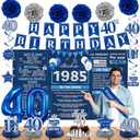 Crenics 40th Birthday Decorations for Men or Women - Back in 1985 Birthday Backdrop, 40th Birthday Banner, Swirls, Honeycomb, Sash, Cake Topper and Balloons for 40 Birthday Party Supplies