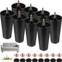 8 Pack 6 Inch Furniture Legs Heavy Duty Plastic with M8 T-Nuts & Screws for Sofa, Couch, Chair Legs Replacement, Coffee Tables, Beds, Dressers
