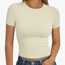 Trendy Queen Womens Basic T Shirts Summer Tops 2025 Short Sleeve Crop Tops Slim Fit Gym Workout Y2k Clothes, SIZE M
