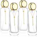 4 Pcs 4oz Luxury Glass Bottles with Pump Glass Toner Bottle with Gold Chain Perfume Spray Bottle Travel Lotion Vial with 2 Plastic Pump Head 2 Spray Head for Cosmetic Toner(Frosted and Clear)
