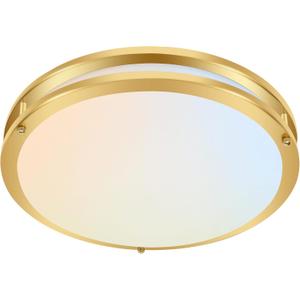 hykolity 16 inch Dimmable LED Flush Mount Ceiling Light Fixture, Gold, 36W, 2200LM, 2.7/3/3.5/4K/5K Adjustbale, 120Light Angle, CRI90, Ceiling Lamp for Bedroom, Kitchen, Office, ETL Listed