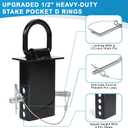 16200lbs Trailer Stake Pocket D Rings 6Pcs Heavy Duty Removable Stake Pocket Tie Downs for Flatbed, Trucks, Trailers w/ 1/2" Anti-Loss Cord