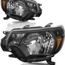 AS Headlight Assembly Compatible with 2012-2015 Toyota Tacoma Pickup Chrome Housing Driver and Passenger Side (Chrome Housing Amber Reflector Clear Lens)