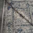 Area Rugs 8'x10' Washable Non-Slip, Floral Vintage Distress Print Pattern Medallion Carpet for Living Room Bedroom Dining Room, Light Blue Navy Beige Gray White