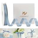 HUIHUANG Dusty Blue Satin Ribbon 1/2 inch X 50 Yards Continuous, Blue Double-Faced Satin Ribbon for Gift Wrapping, Bows, DIY Crafts, Flower Bouquet, Bridal Wedding Decor, Flower Crowns Decor