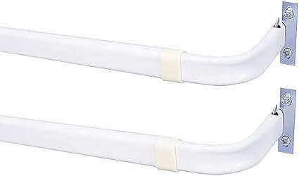 Heavy Duty Single Rod, Lock Seam Curtain Rod 28 to 48-Inch Adjustable Width, 2 1/2-Inch Projection, Hardware Included, White(Pack of 2)
