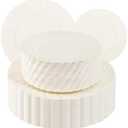 U-QE 100 Piece Ivory Scalloped Plastic Plates for Party - Plastic Plates Disposable Heavy Duty - High End Disposable Plates for Party Including 50PCS 9'' & 50PCS 6.5''