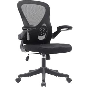 Ergonomic Office Chair with Mesh Back Rest Lumbar Support Flip Up Arms and Swivel, Mid-Back Task Home Office Chair