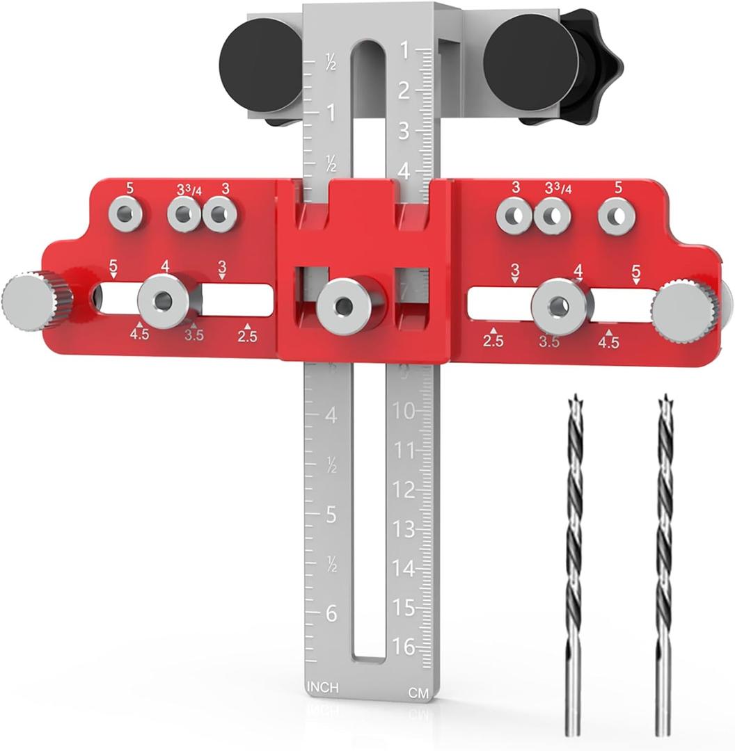 Cabinet Handle Hardware Jig, Adjustable Cabinet Drawer Pull Template for Knobs, Handles and Pulls