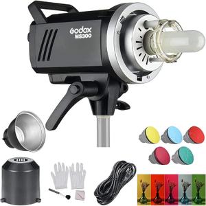 Godox MS300 Studio Flash Strobe Light Monolight 300Ws Max. Power Built-in Godox 2.4G Wireless X System GN58 5600K with 150W Modeling Lamp Bowens Mount for Indoor Studio Product Photo Photography