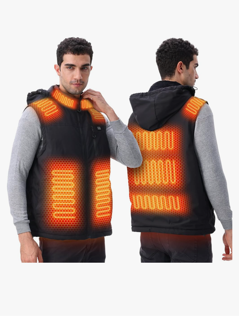 Heated Vest for Men Women, Upgraded Mens Heated Vests with Hoodie, 9 Heating Zones, Battery Pack Not Included