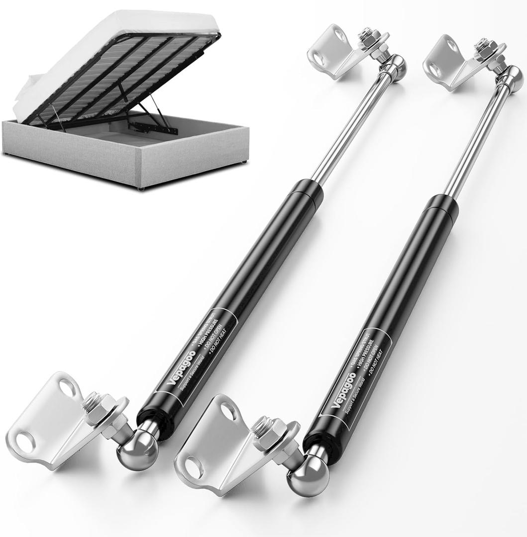 Vepagoo 28 Inch Gas Struts 250Lb/1112N Shock with Mounting Brackets, Lift Supports for RV Bed Storage Truck Bed Cover Basement Travel Trailer Heavy Duty Lid Springs (Fit 235lb-265lb Lid), 2pcs (1pair)