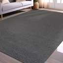 Beverly Rug Non-Slip Modern Rug 8x10 Solid Traditional Rubber Backing Machine Washable Soft Thin Indoor Area Rugs for Living Room Stain Resistant Non Shedding Casual Carpet (8 x 10 Gray)