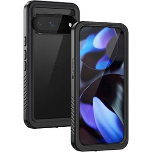 Lanhiem for Pixel 9 Case, IP68 Waterproof Dustproof Case with Built-in Screen Protector, Rugged Full Body Shockproof Protective Clear Cover for Google Pixel 9 6.3 Inch, Black