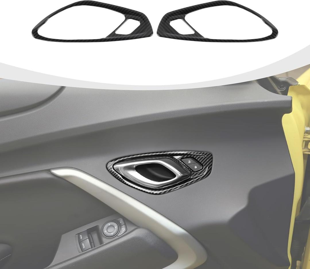 for Camaro Inner Door Handle Cover Interior Grab Handle Trim Compatible with Chevy Camaro 2017-2024 Interior Accessories Carbon Fiber