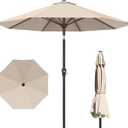 PatioKingdom 10FT Patio Umbrella with Push Button Tilt and Crank, Outdoor Market Umbrella with 8 Fiberglass Ribs, UV Protection Table Umbrella for Pool,Backyard,Garden,Deck