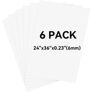 6 Pack White Foam Board 24"x36", 0.23" Thick Foam Core Board for Projects, White Poster Board for Painting, Displaying, and Craft Projects
