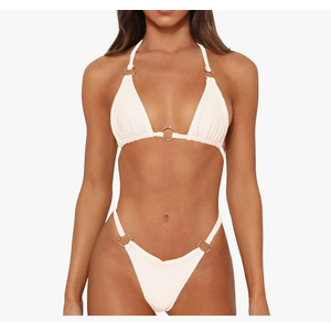 Sexy Bikinis for Women 2 Piece Bikini Spaghetti Strap Swimsuits Solid Color Bathing Swimwear Triangle Bathing Suit, Size Medium