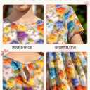 RONGTAI Girls 3D Dress for Girls Printed Short Sleeves Casual Summer Dresses with Pockets for 4-15Y Kids Outfits (Flower-02)