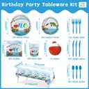 170pcs Ofishally One Party Plates Napkins Gone Fishing 1st Birthday Party Supplies Disposable Tablecloths Cups Banner for 24 Guests