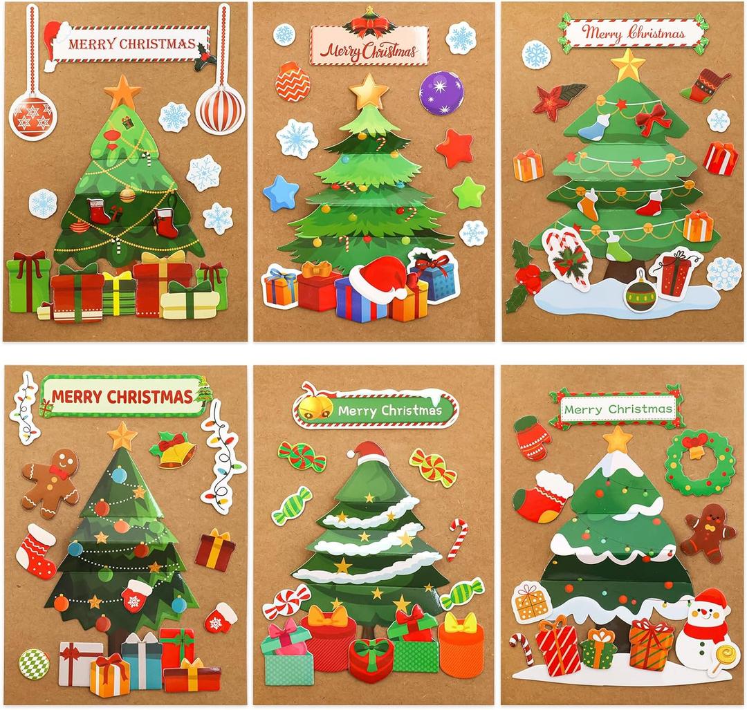 ceiba tree Christmas Cards Christmas Tree Card Making Craft Kits for Kids DIY Holiday Greeting Card Bulk for Classroom Activities Party Favors